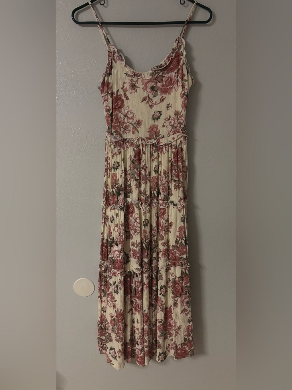 Lulu's Cream Maxi Dress With Rose Floral Print
